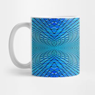 Diptych of a mirrored steel glass grid ceiling Mug